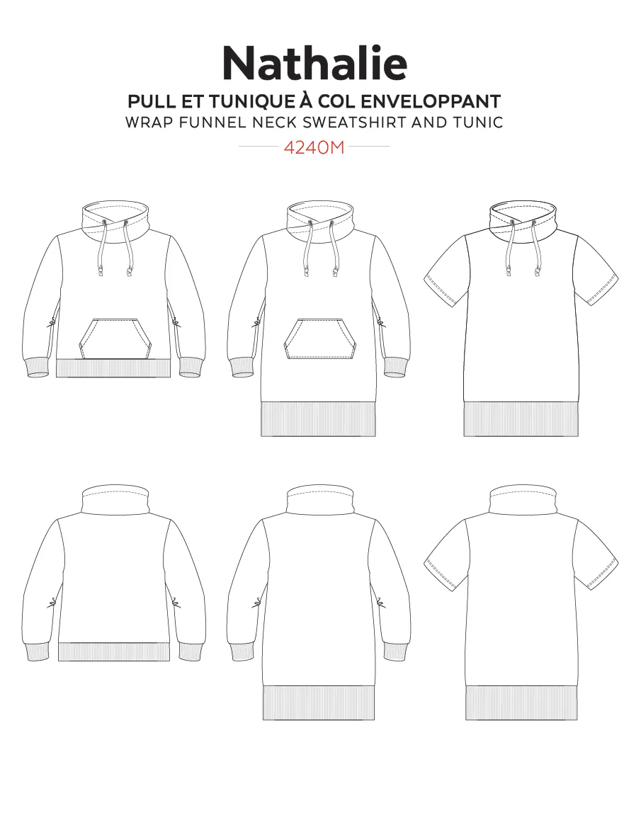 4240 // NATHALIE Wrap funnel neck sweatshirt and tunic