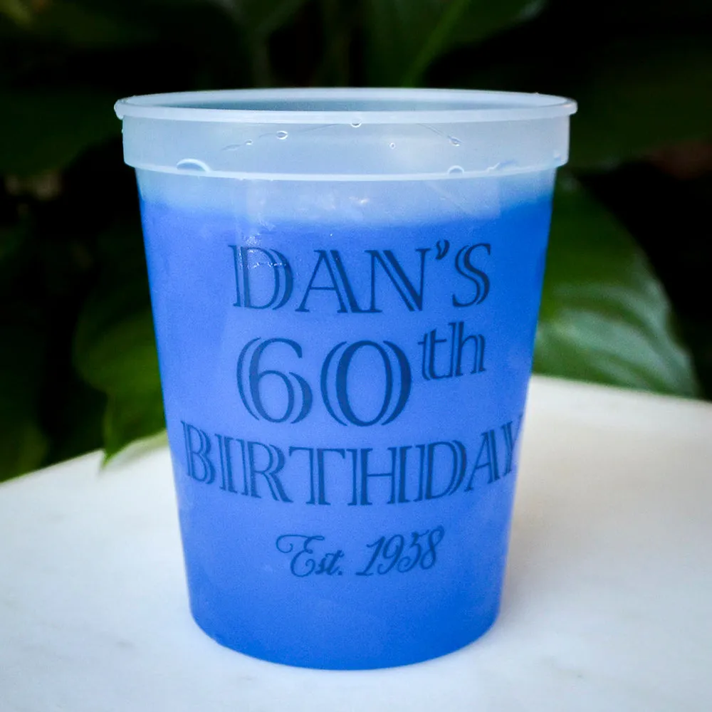 60th Birthday Color Changing Stadium Cups