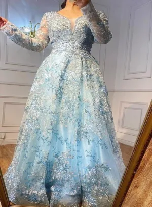 Ailani Luxury Beading A-Line Sparkle Evening Dress