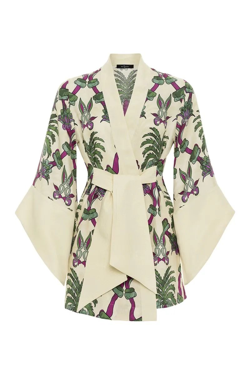 AQUAFLORA AMARA MINI KIMONO ROBE IN PALMERA