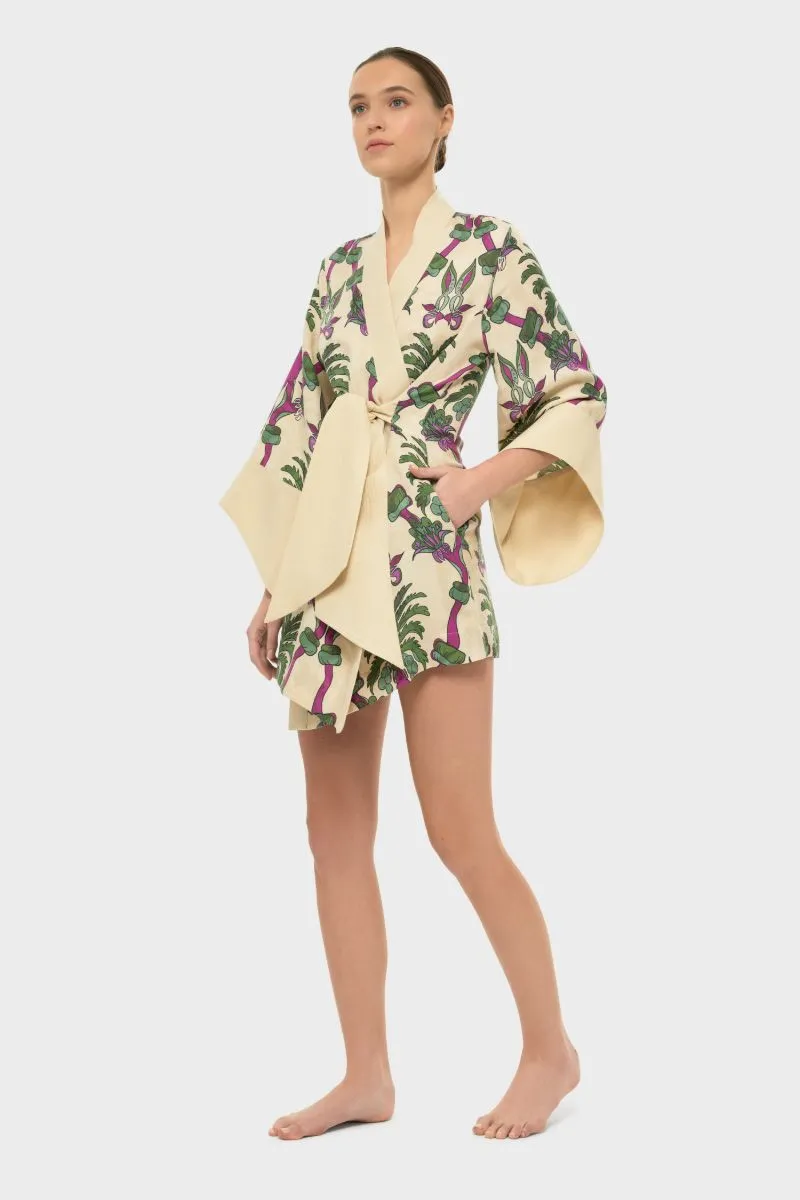 AQUAFLORA AMARA MINI KIMONO ROBE IN PALMERA
