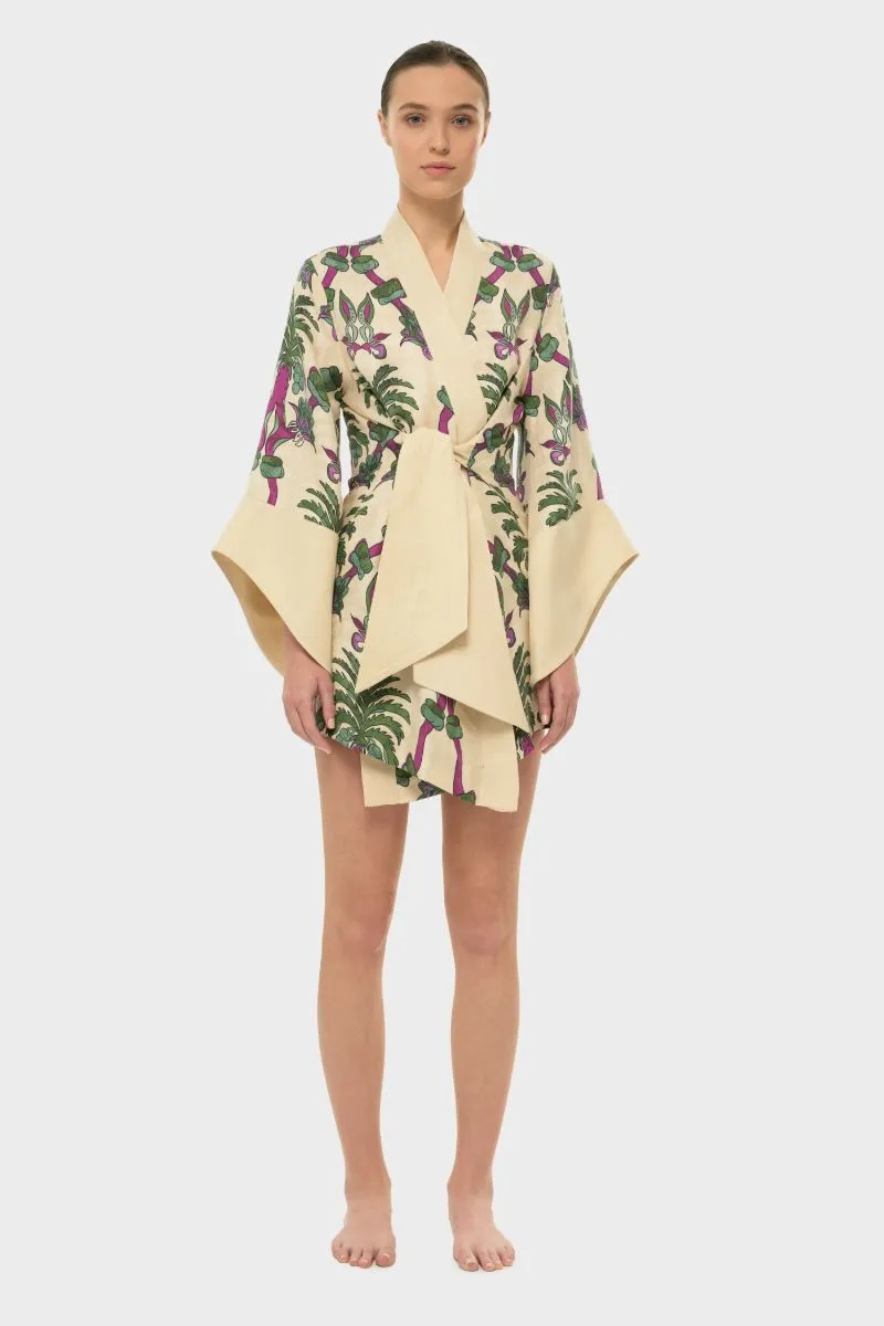AQUAFLORA AMARA MINI KIMONO ROBE IN PALMERA