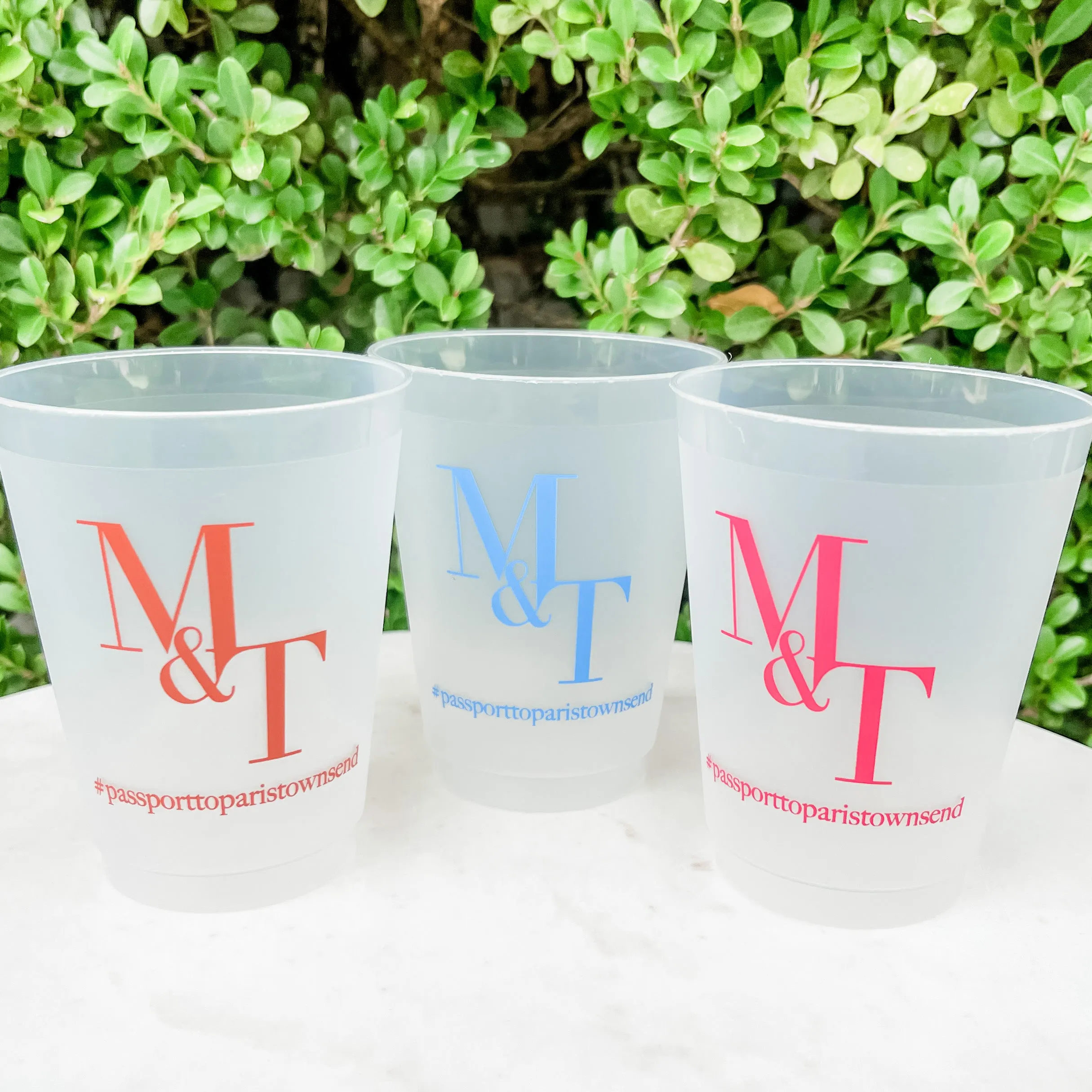 Block Font Initialed Shatterproof Cups