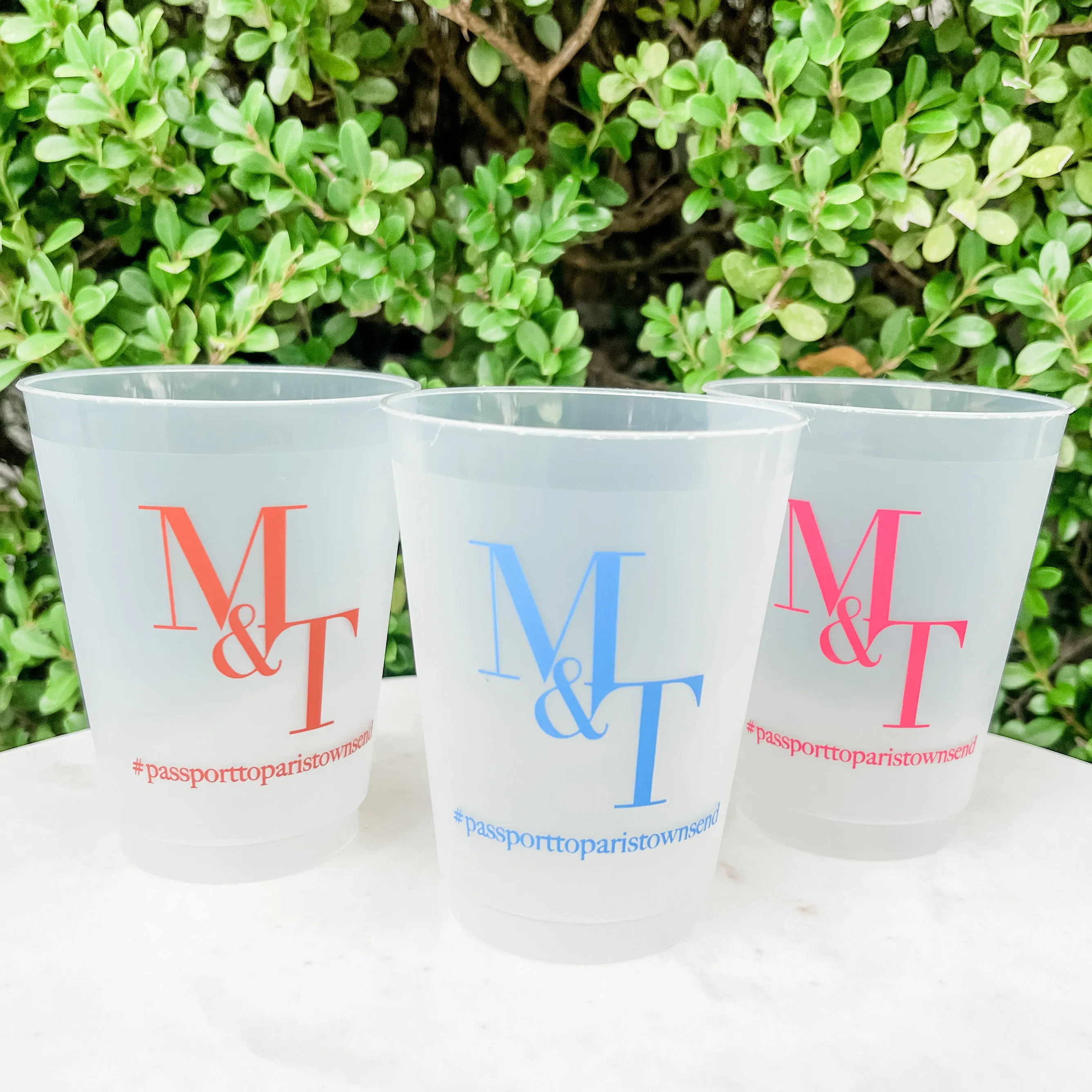 Block Font Initialed Shatterproof Cups