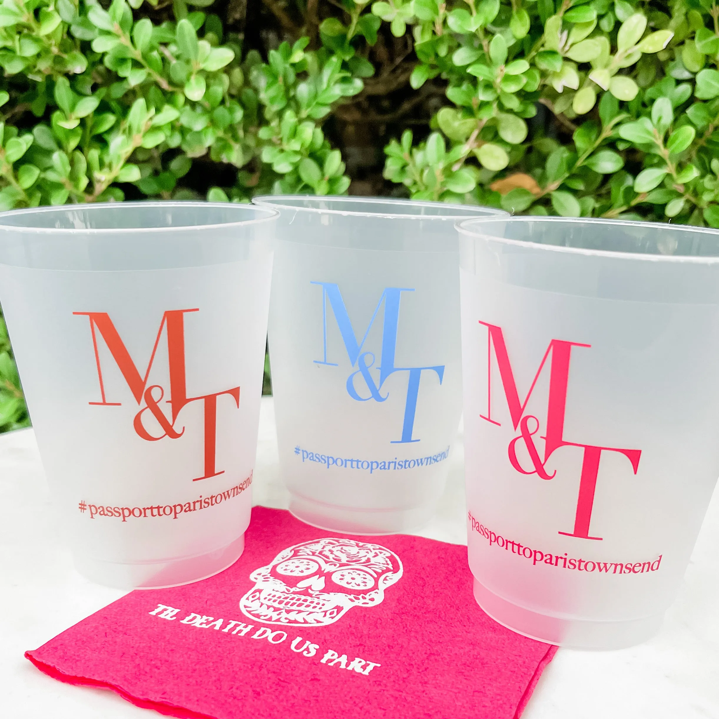 Block Font Initialed Shatterproof Cups