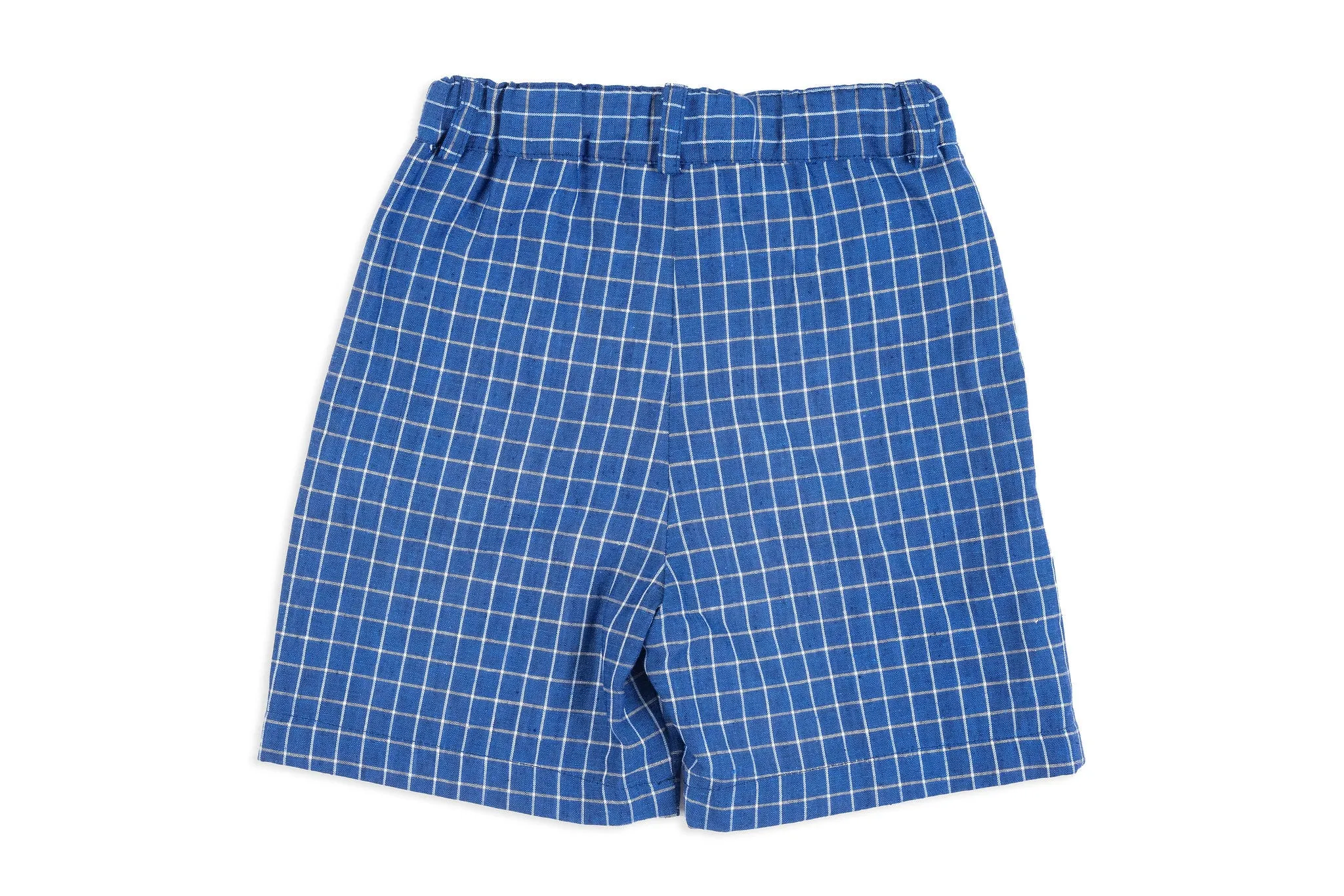 Blue Check Linen Shorts