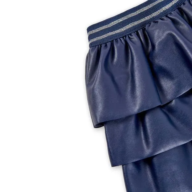 BOBOLI Faux Leather Layered Skirt