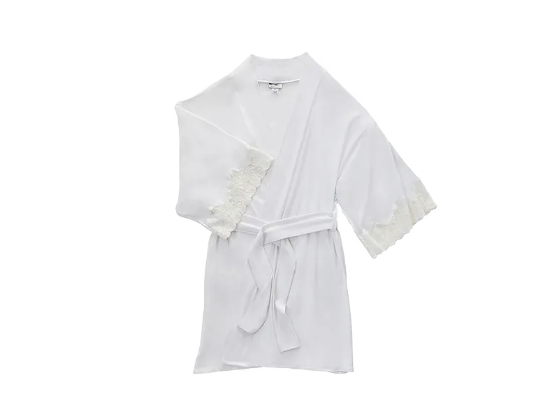 Calla Modal Kimono with Lace in White