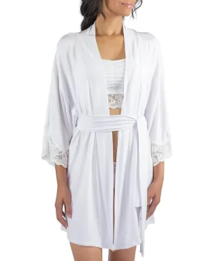 Calla Modal Kimono with Lace in White