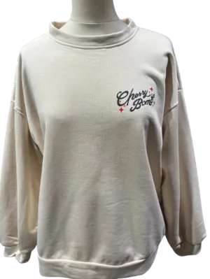 Cherry Print Sweatshirt Beige