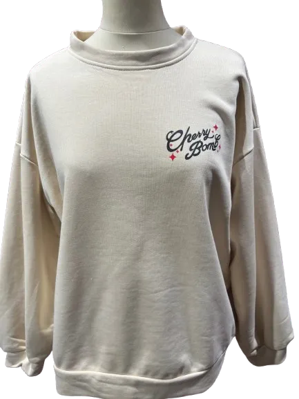 Cherry Print Sweatshirt Beige
