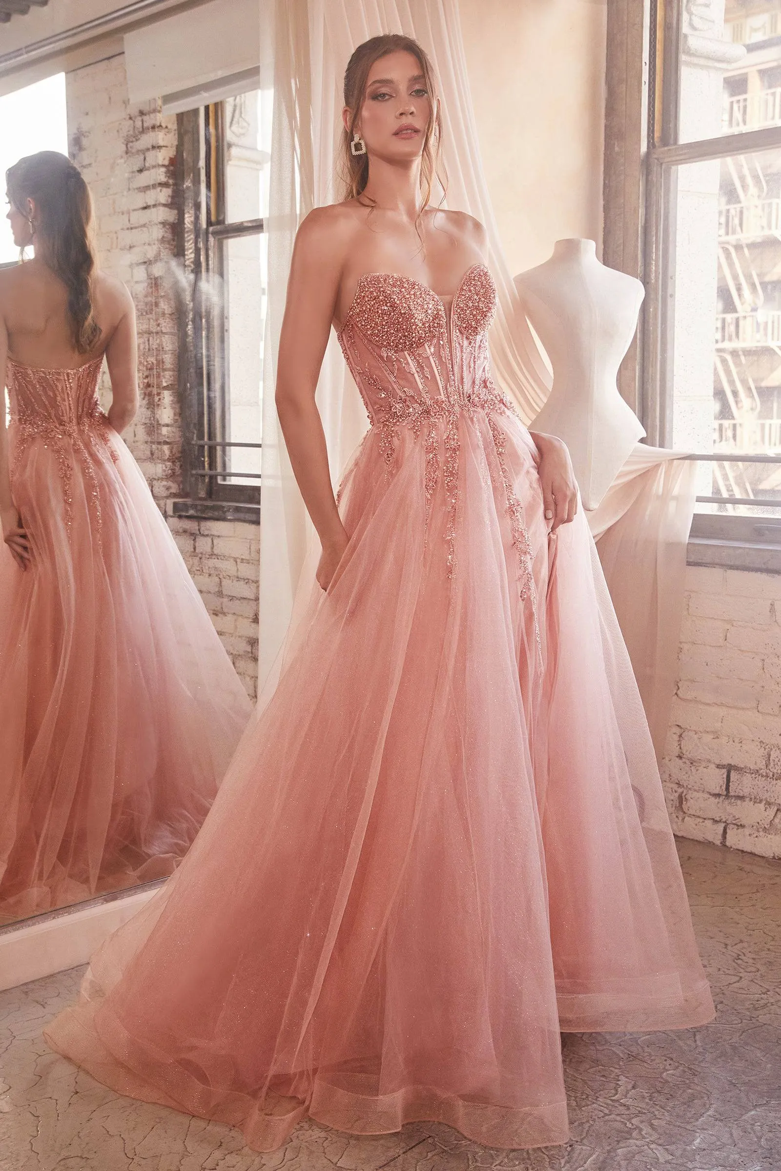 Cinderella Divine CD0230 Ladivine Strapless Layered Tulle Ball Gown