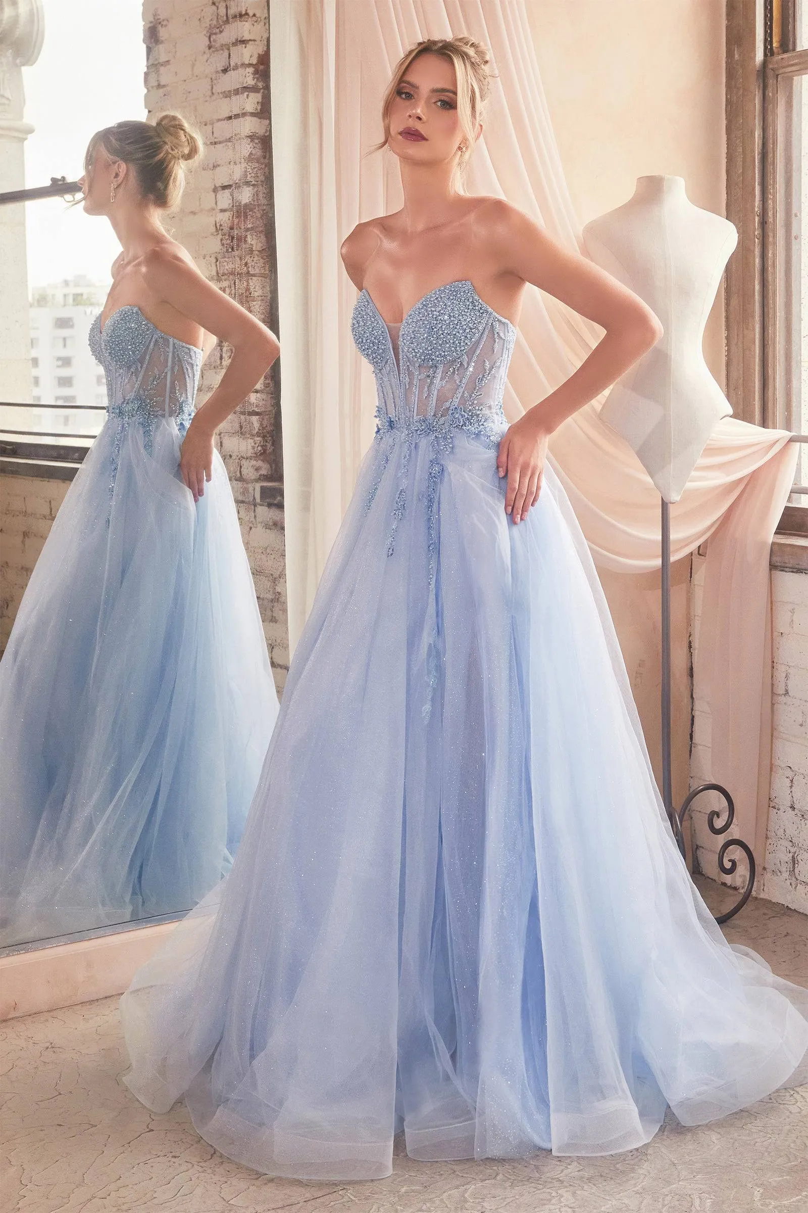 Cinderella Divine CD0230 Ladivine Strapless Layered Tulle Ball Gown