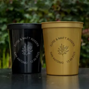 Circle Floral Monogram Wedding Stadium Cups