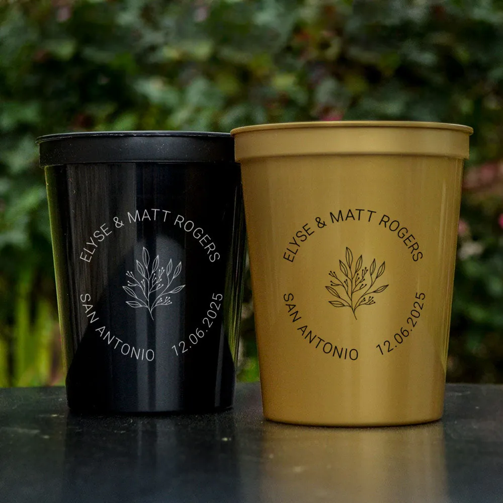 Circle Floral Monogram Wedding Stadium Cups