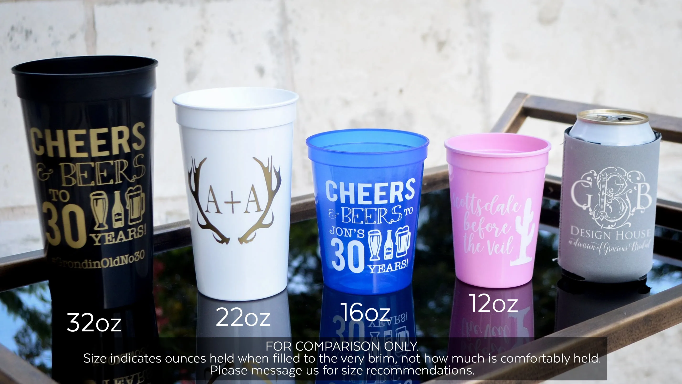 Circle Monogram Stadium Party Cups