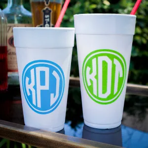 Circle Monogram Styrofoam Cups