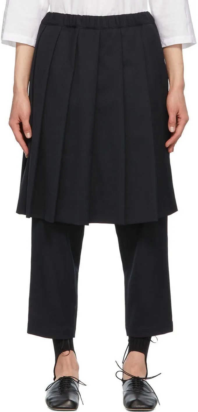 Comme des GarÃ§ons Comme des GarÃ§ons Navy Wool Pleated Skirt Trousers