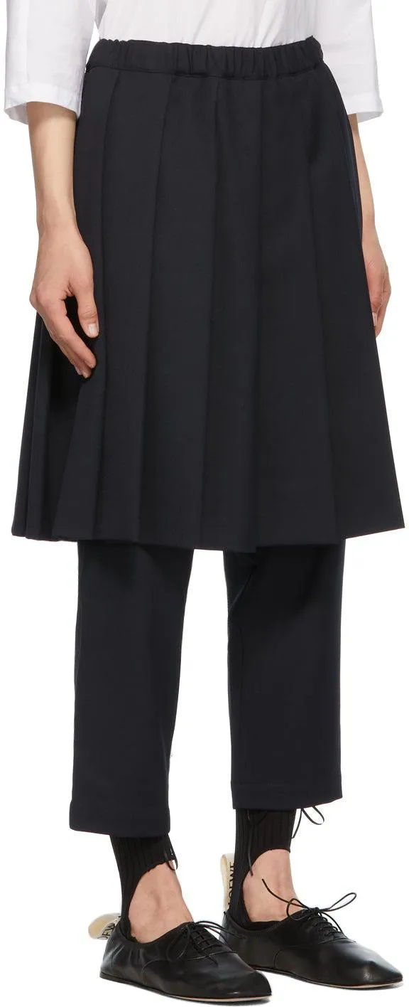 Comme des GarÃ§ons Comme des GarÃ§ons Navy Wool Pleated Skirt Trousers