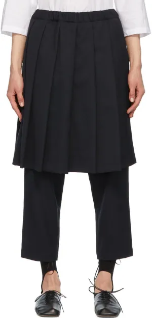 Comme des GarÃ§ons Comme des GarÃ§ons Navy Wool Pleated Skirt Trousers