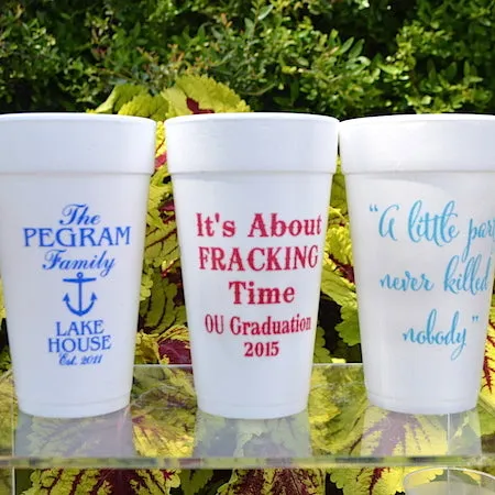 Custom Block Monogram Printed Foam Cups