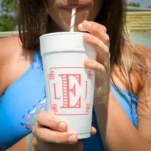 Custom Block Monogram Printed Foam Cups