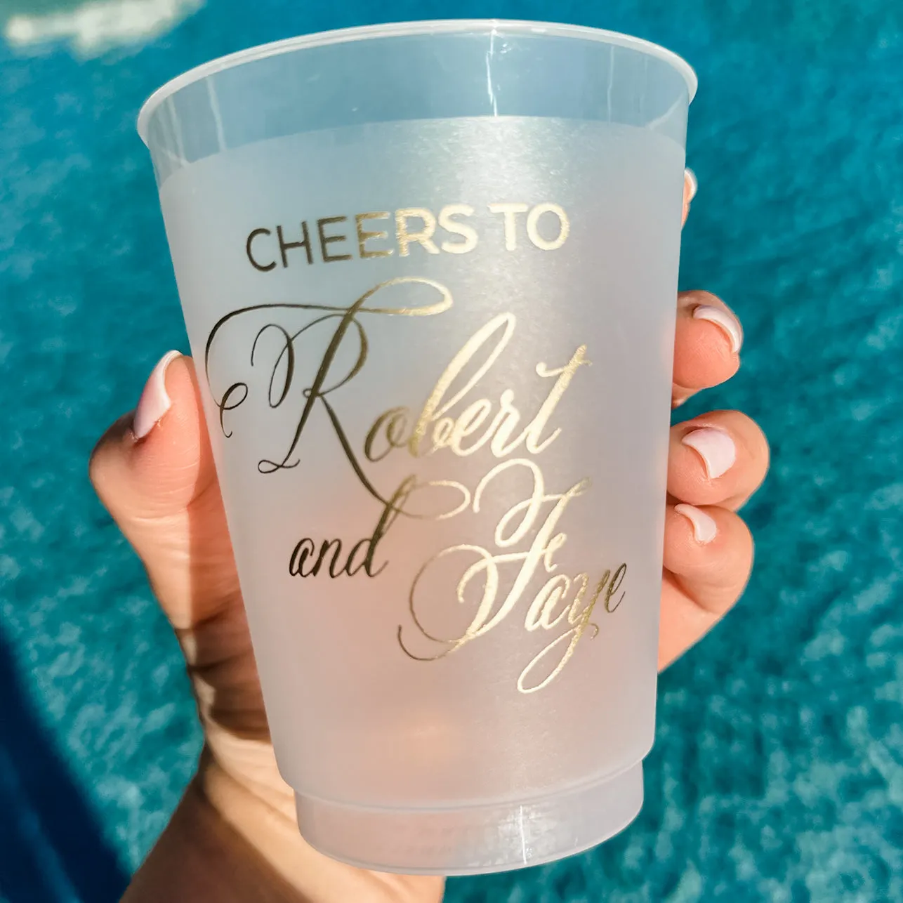 Custom Cheers To Metallic Gold Ink Shatterproof Party Cups