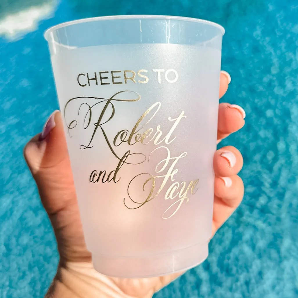 Custom Cheers To Metallic Gold Ink Shatterproof Party Cups