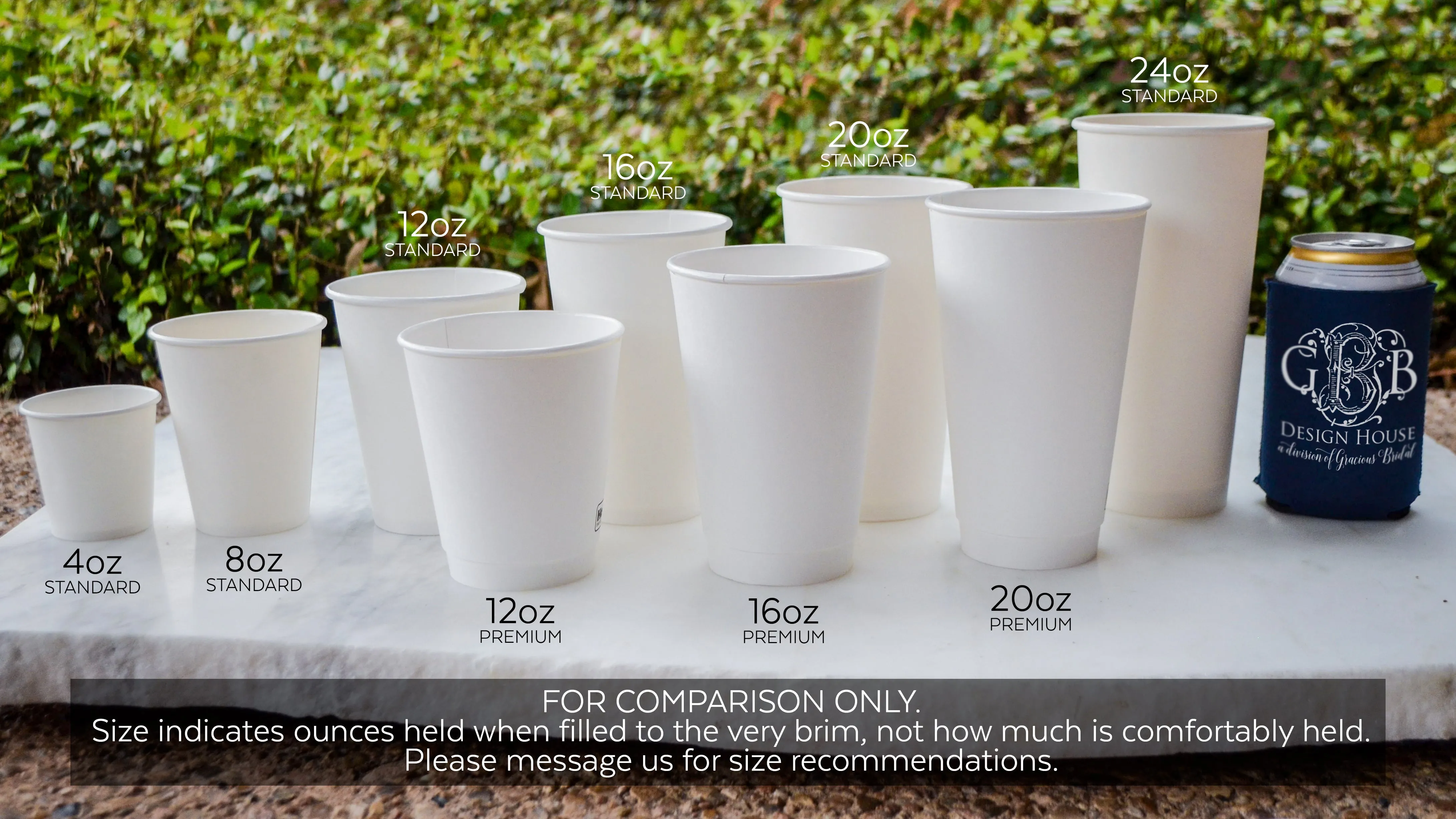 Custom Colored Ink Monogram Paper Cups