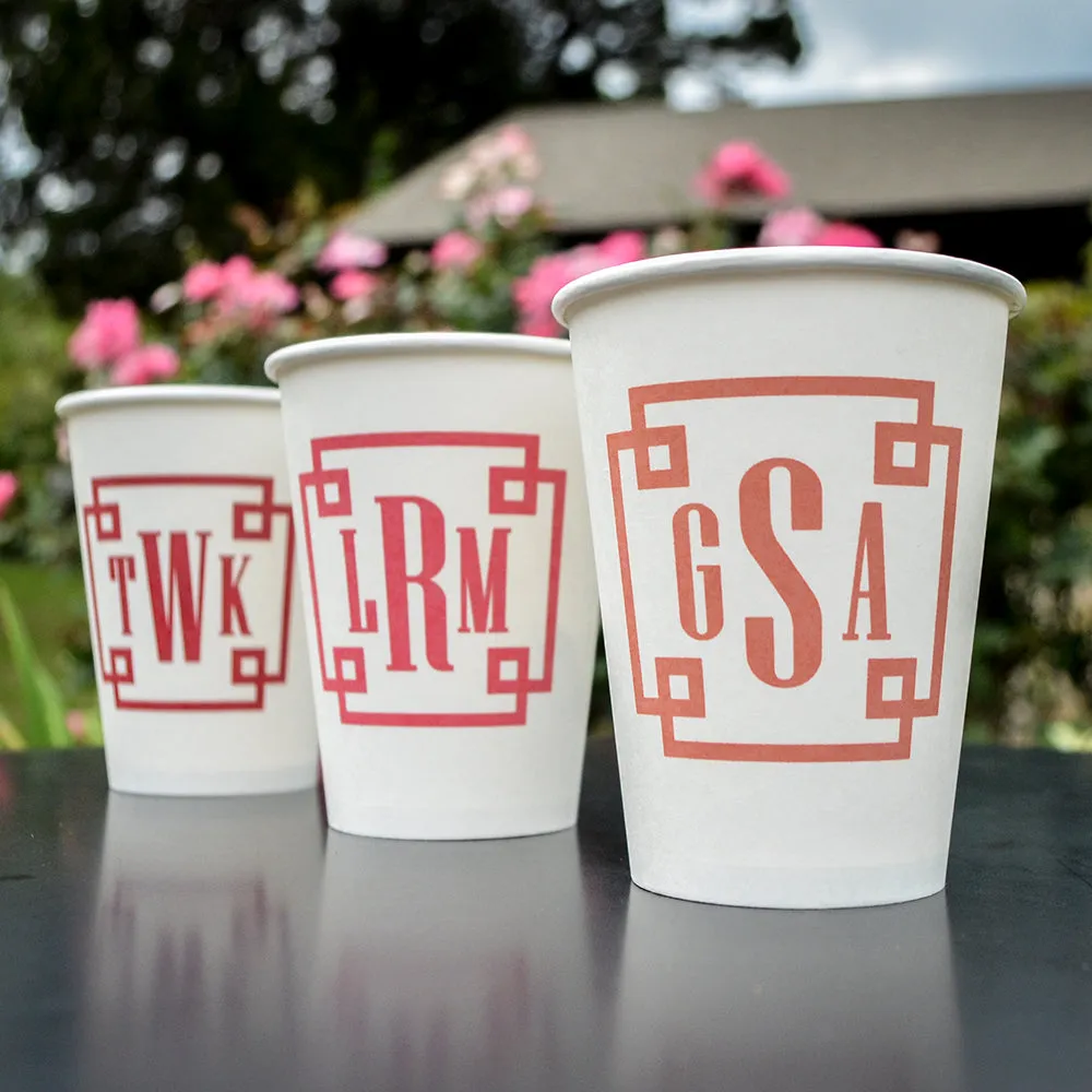 Custom Colored Ink Monogram Paper Cups