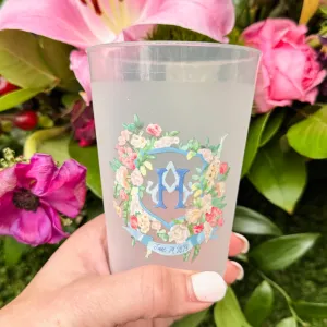 Custom Floral Monogram Crest Shatterproof Cups
