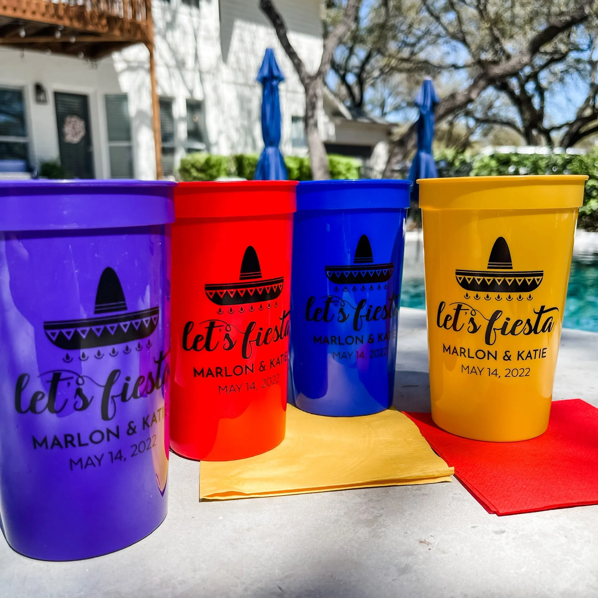 Custom Let's Fiesta Stadium Cup Party Favors