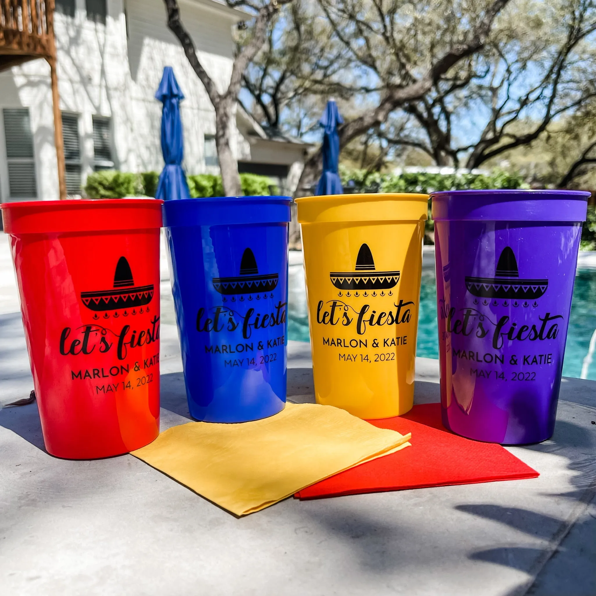 Custom Let's Fiesta Stadium Cup Party Favors