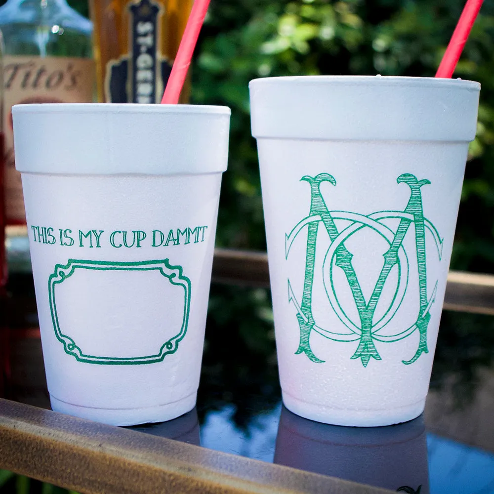Custom Monogram Foam Cups