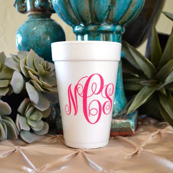 Custom Monogram Styrofoam Cups