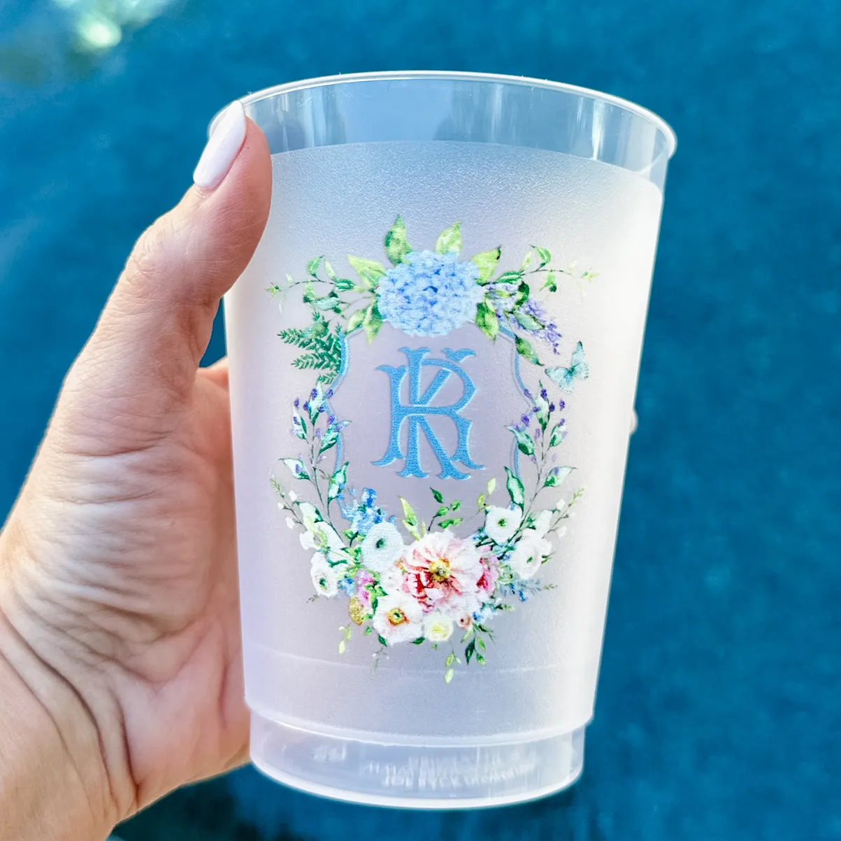 Custom Pastel Floral Crest Shatterproof Cups