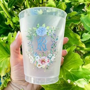 Custom Pastel Floral Crest Shatterproof Cups