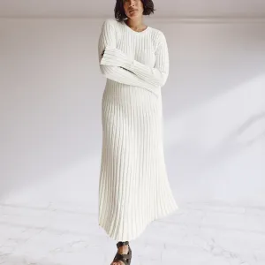 Elegant Tie Waist Ribbed Knitted Maxi Dress