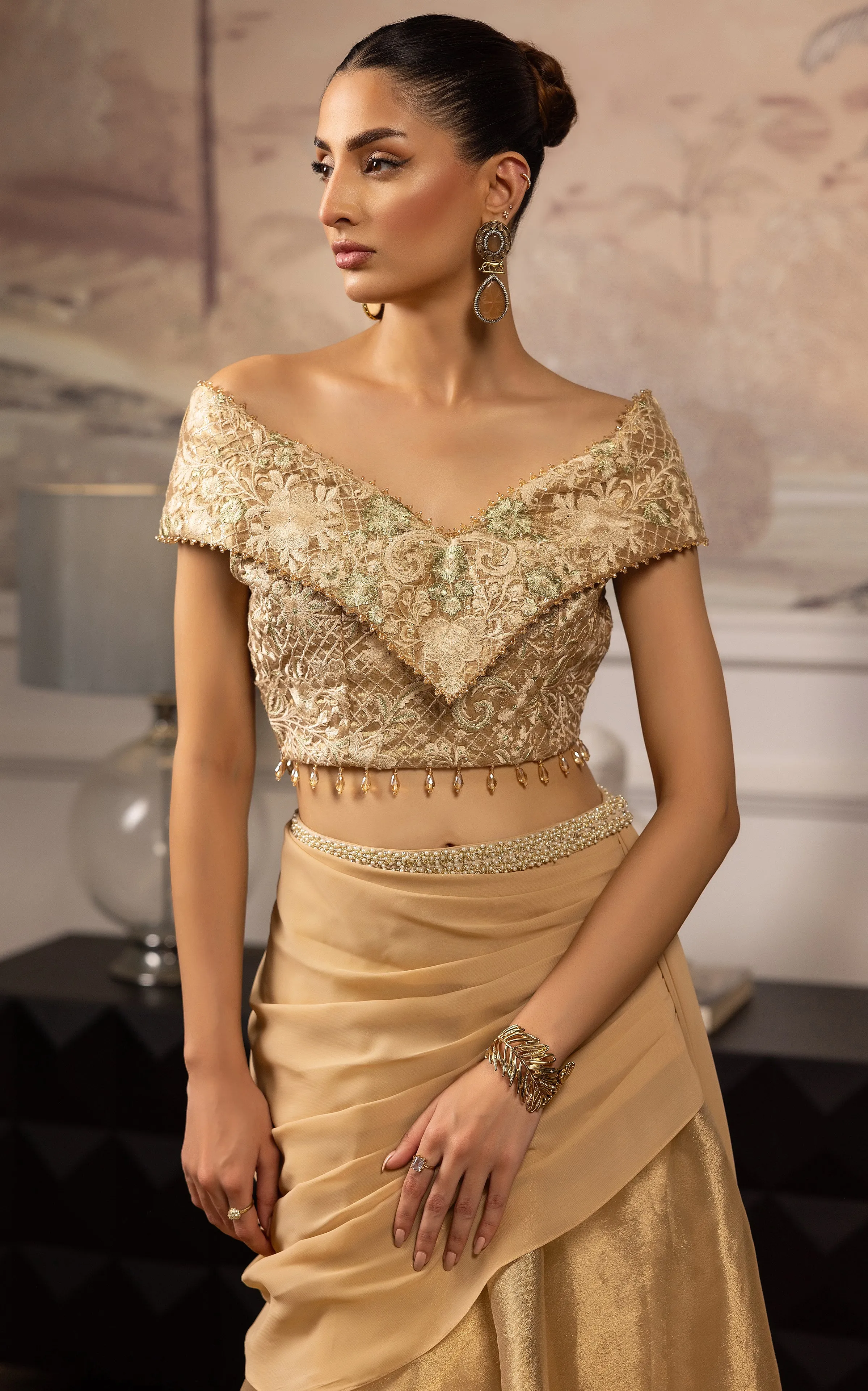 Embroidered Blouse With Skirt