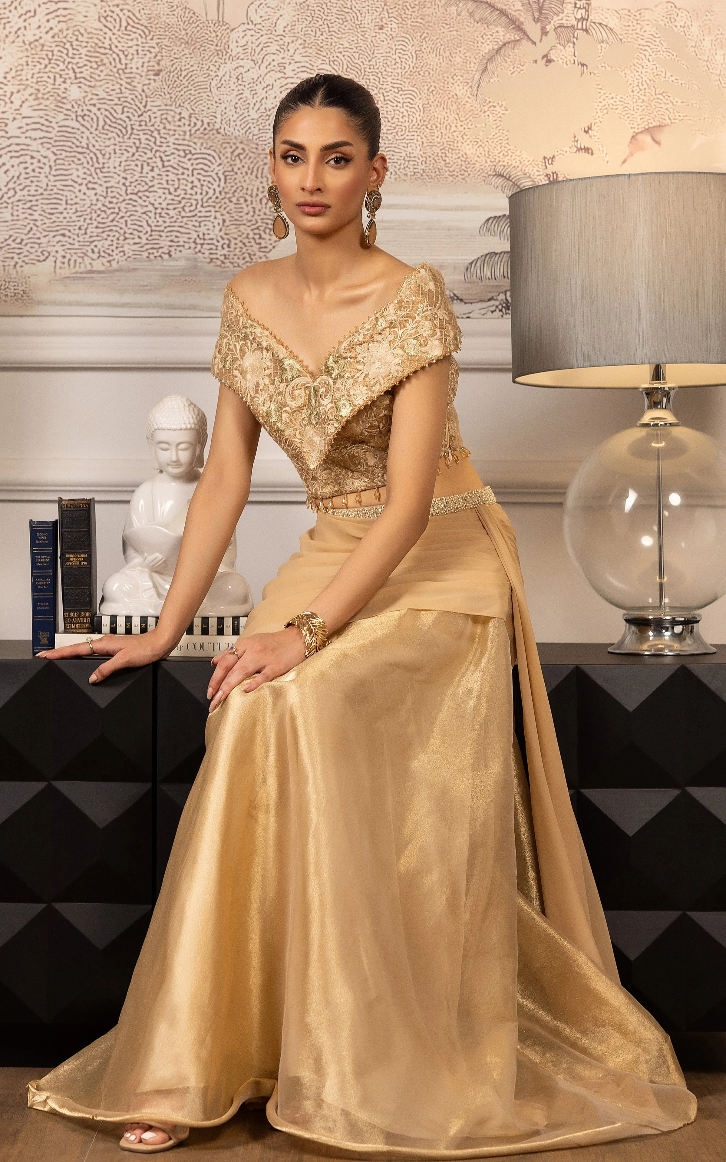 Embroidered Blouse With Skirt