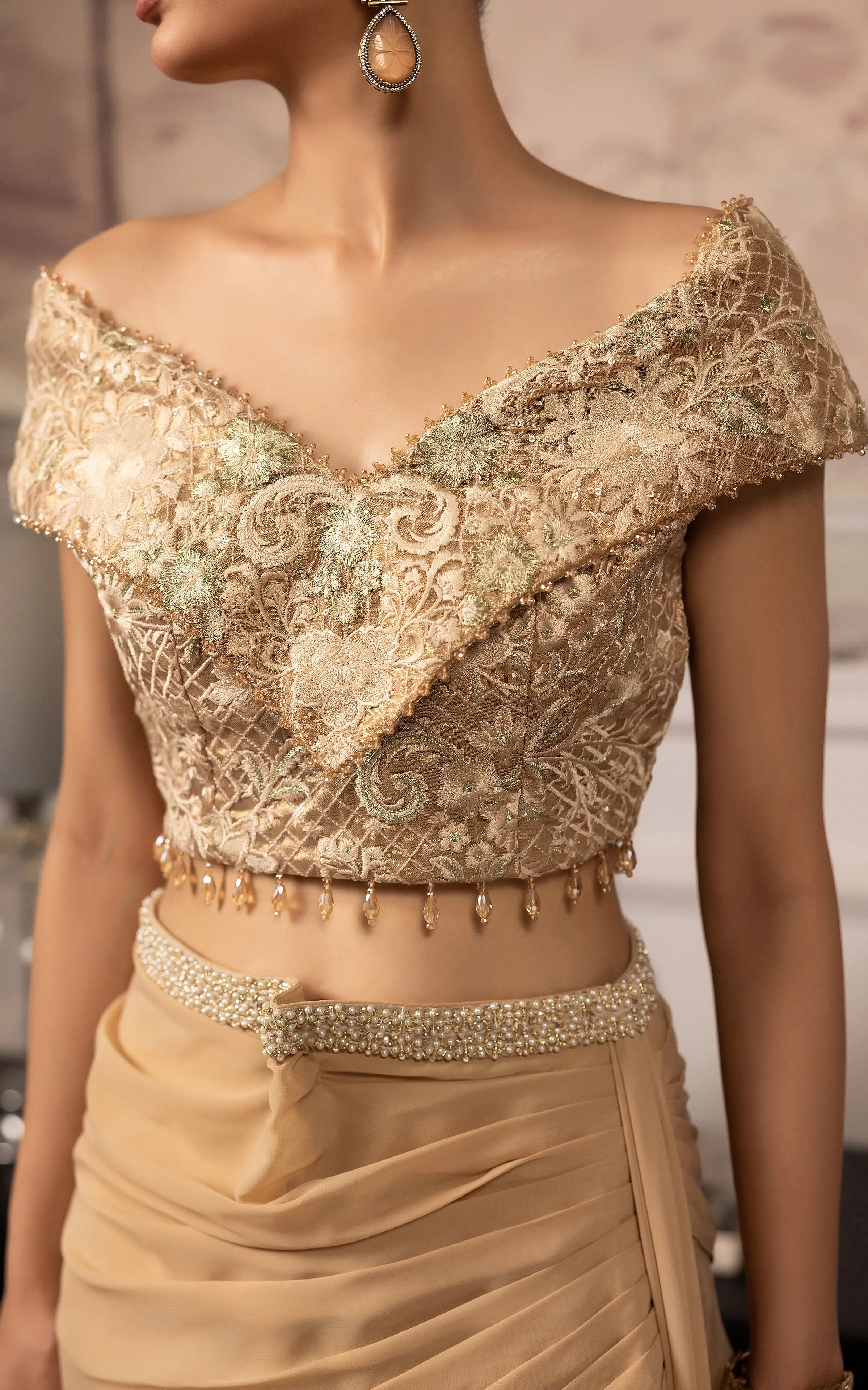 Embroidered Blouse With Skirt