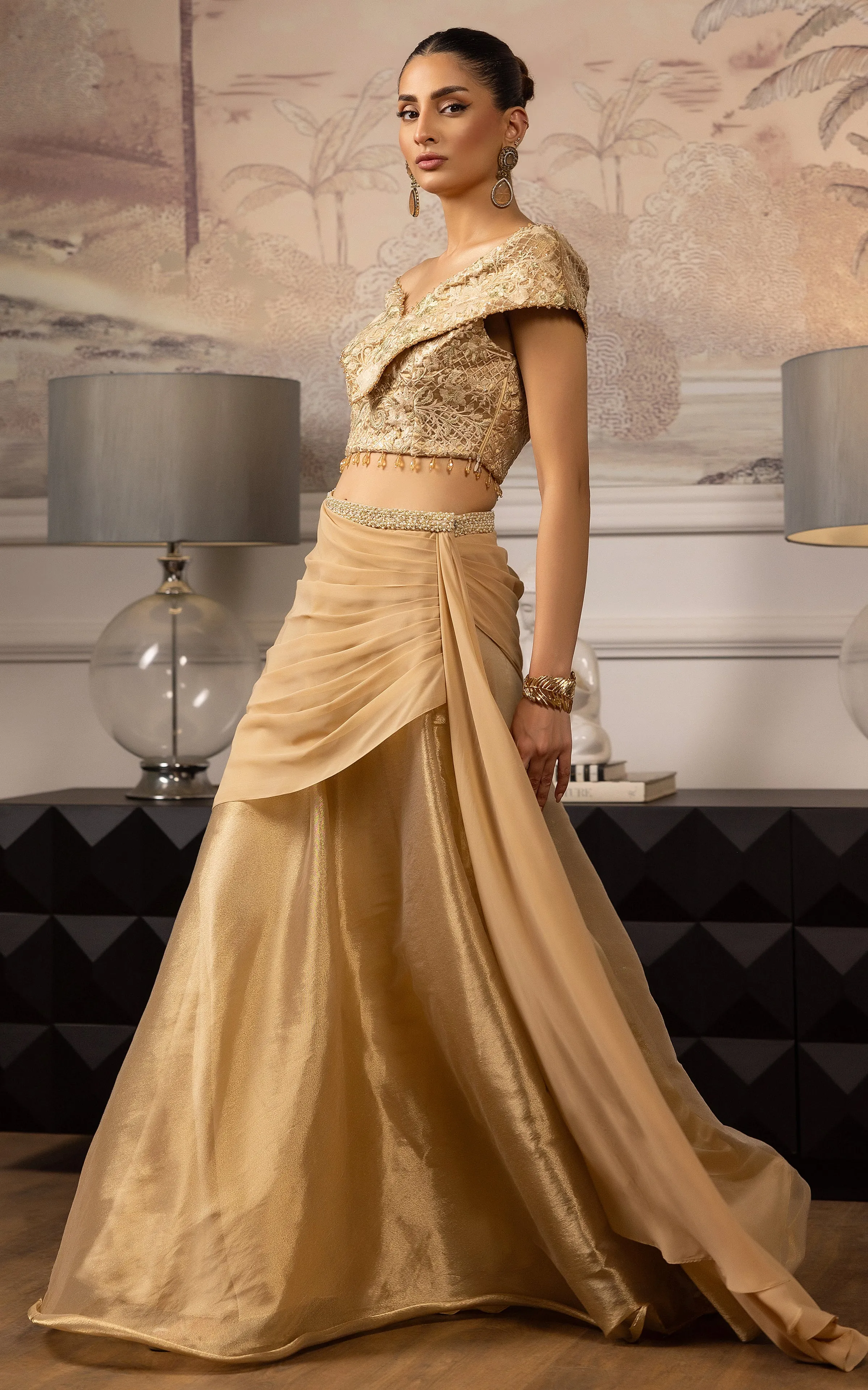 Embroidered Blouse With Skirt