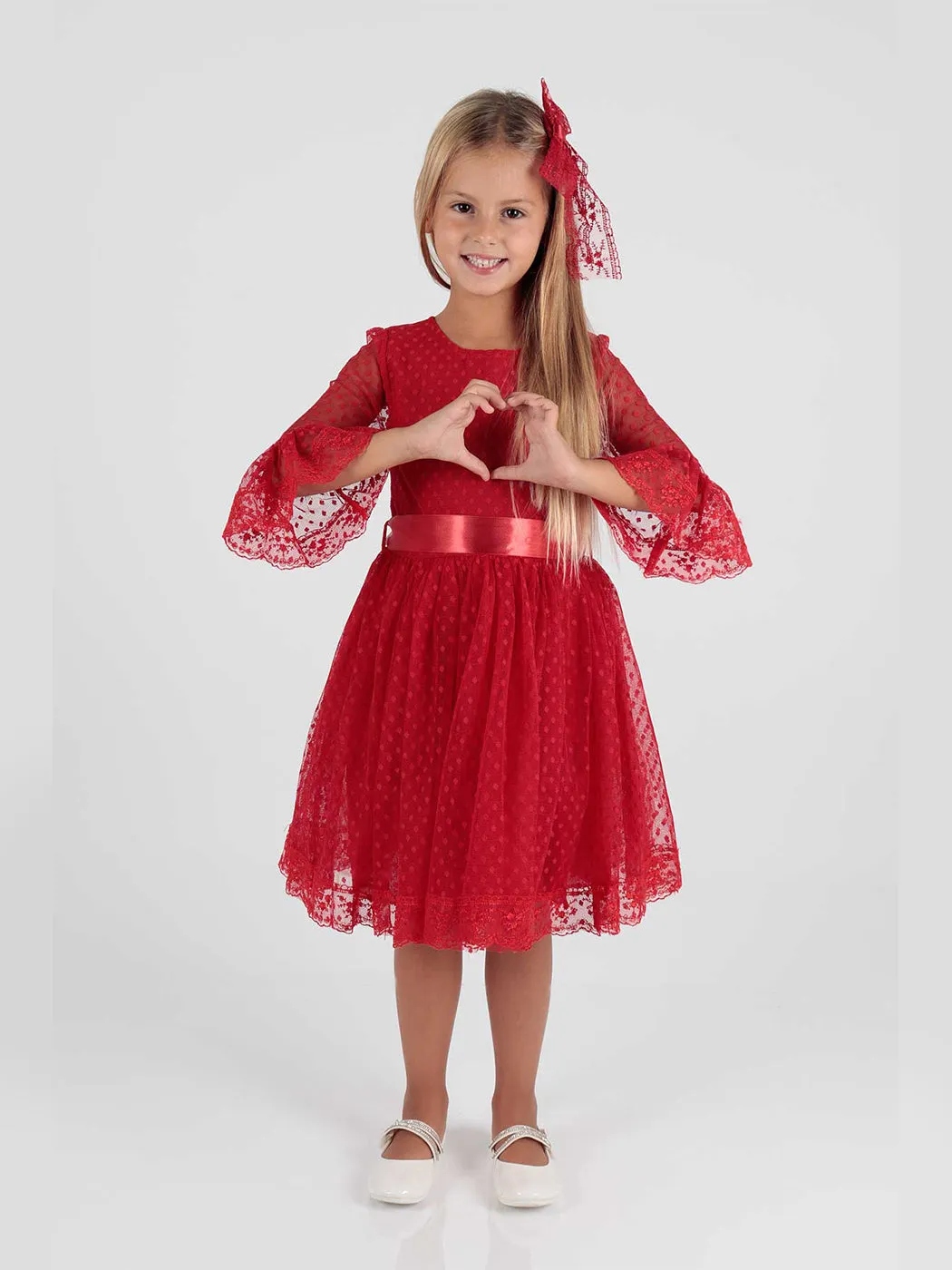 Girls' Tokalı and Tulle Lace Daily Trend Dress AK2209