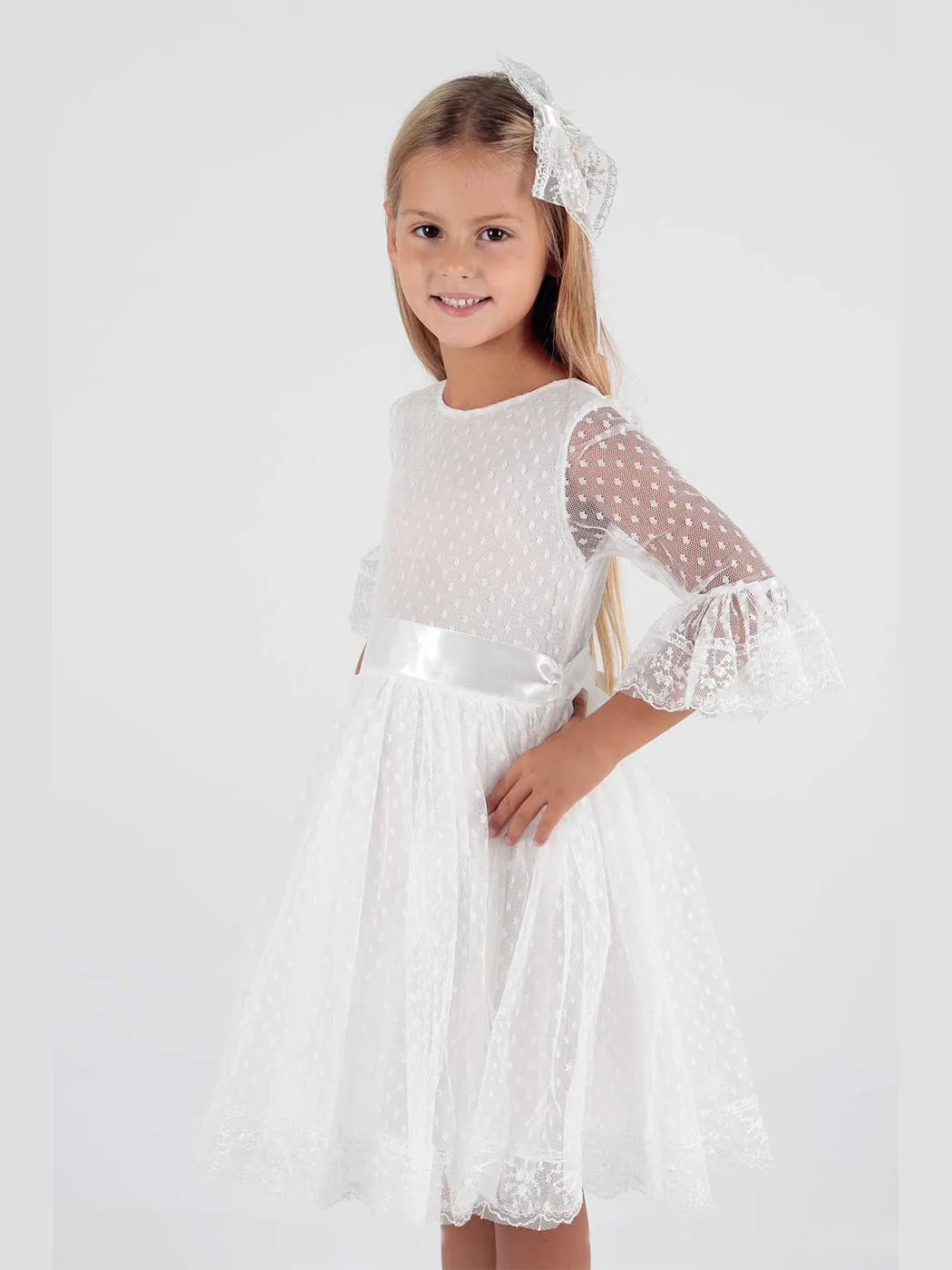 Girls' Tokalı and Tulle Lace Daily Trend Dress AK2209