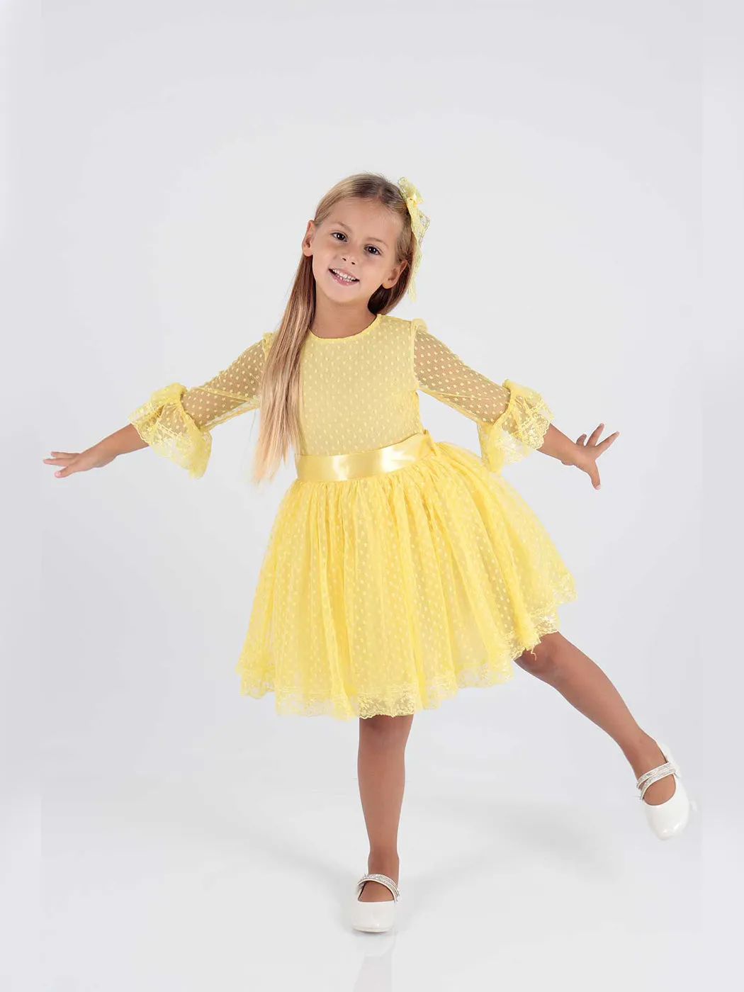 Girls' Tokalı and Tulle Lace Daily Trend Dress AK2209