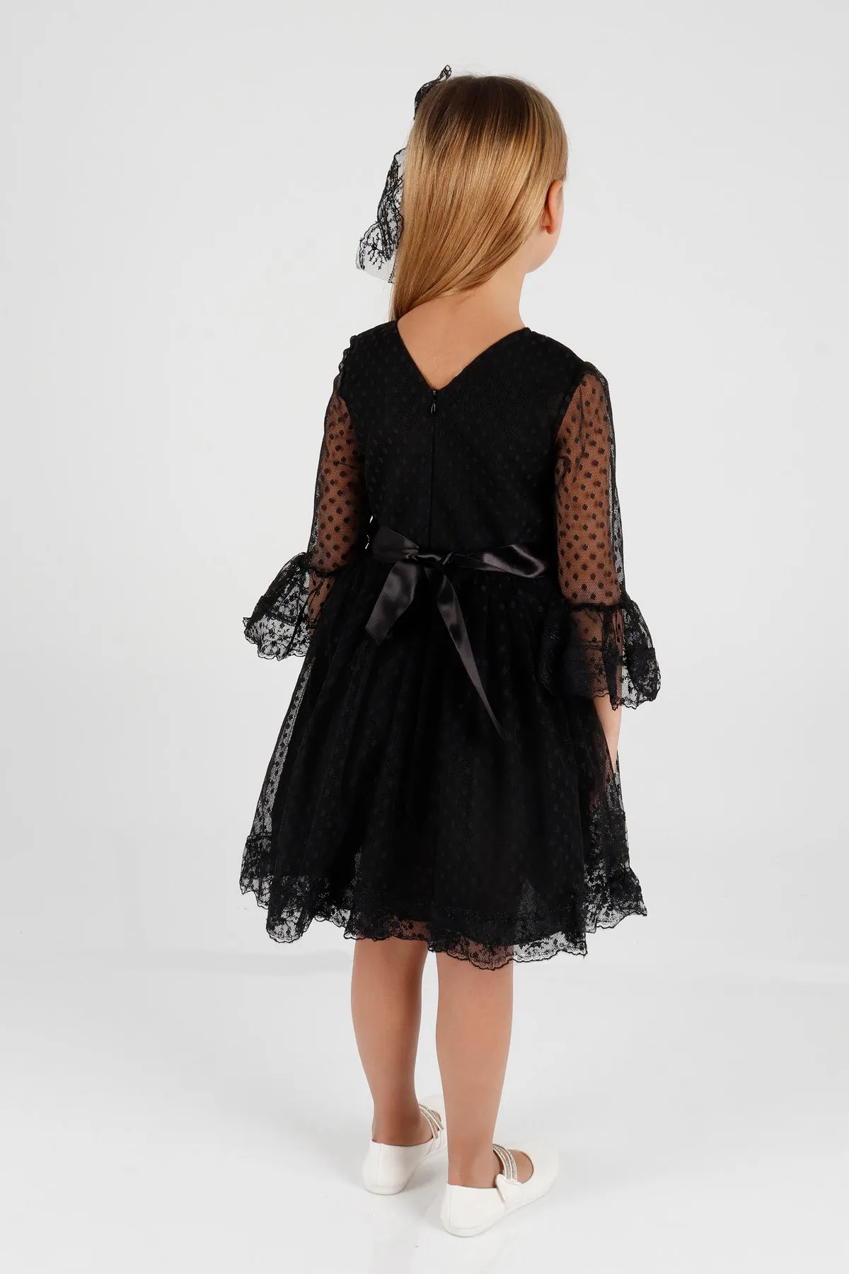 Girls' Tokalı and Tulle Lace Daily Trend Dress AK2209