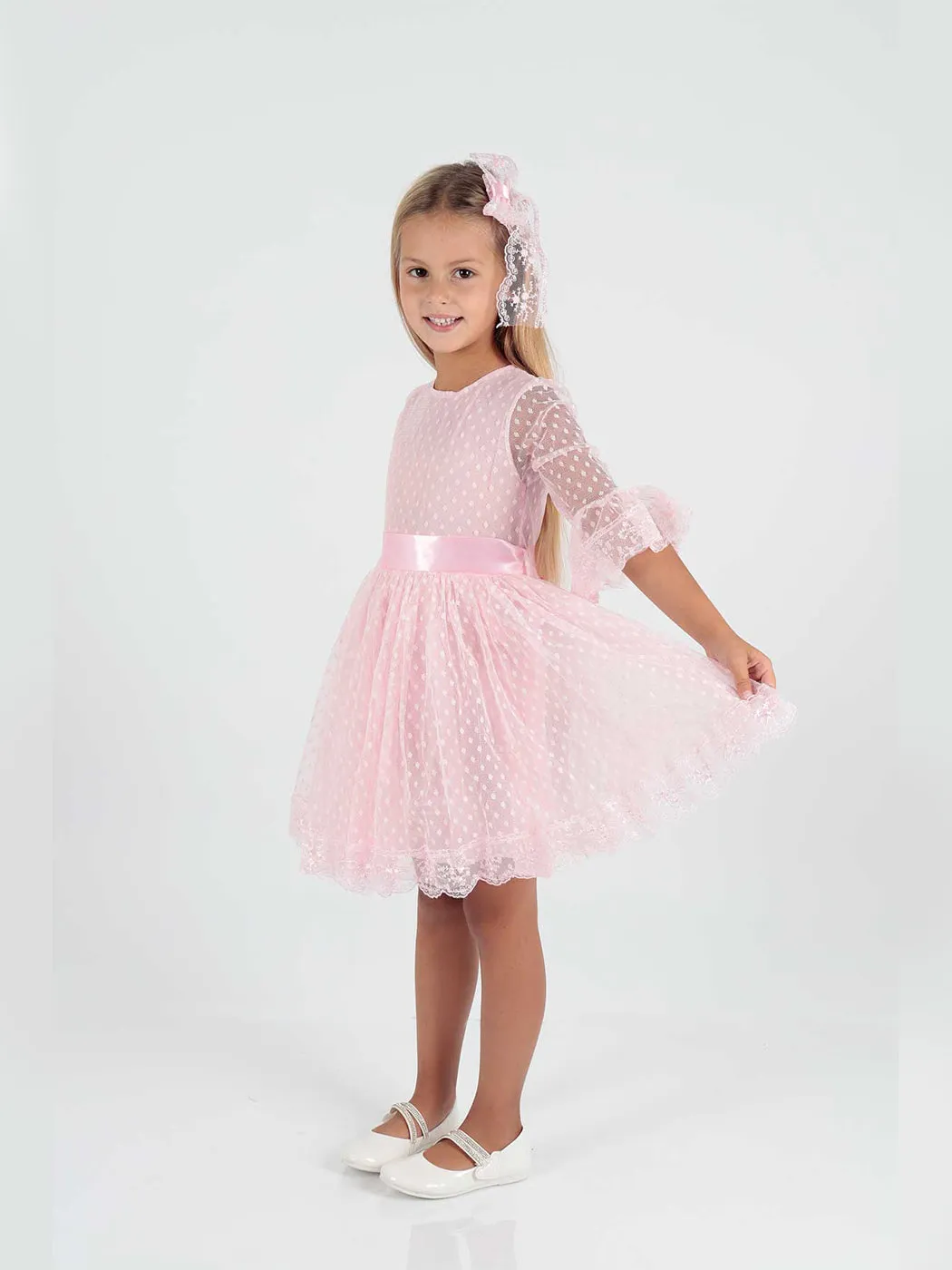 Girls' Tokalı and Tulle Lace Daily Trend Dress AK2209