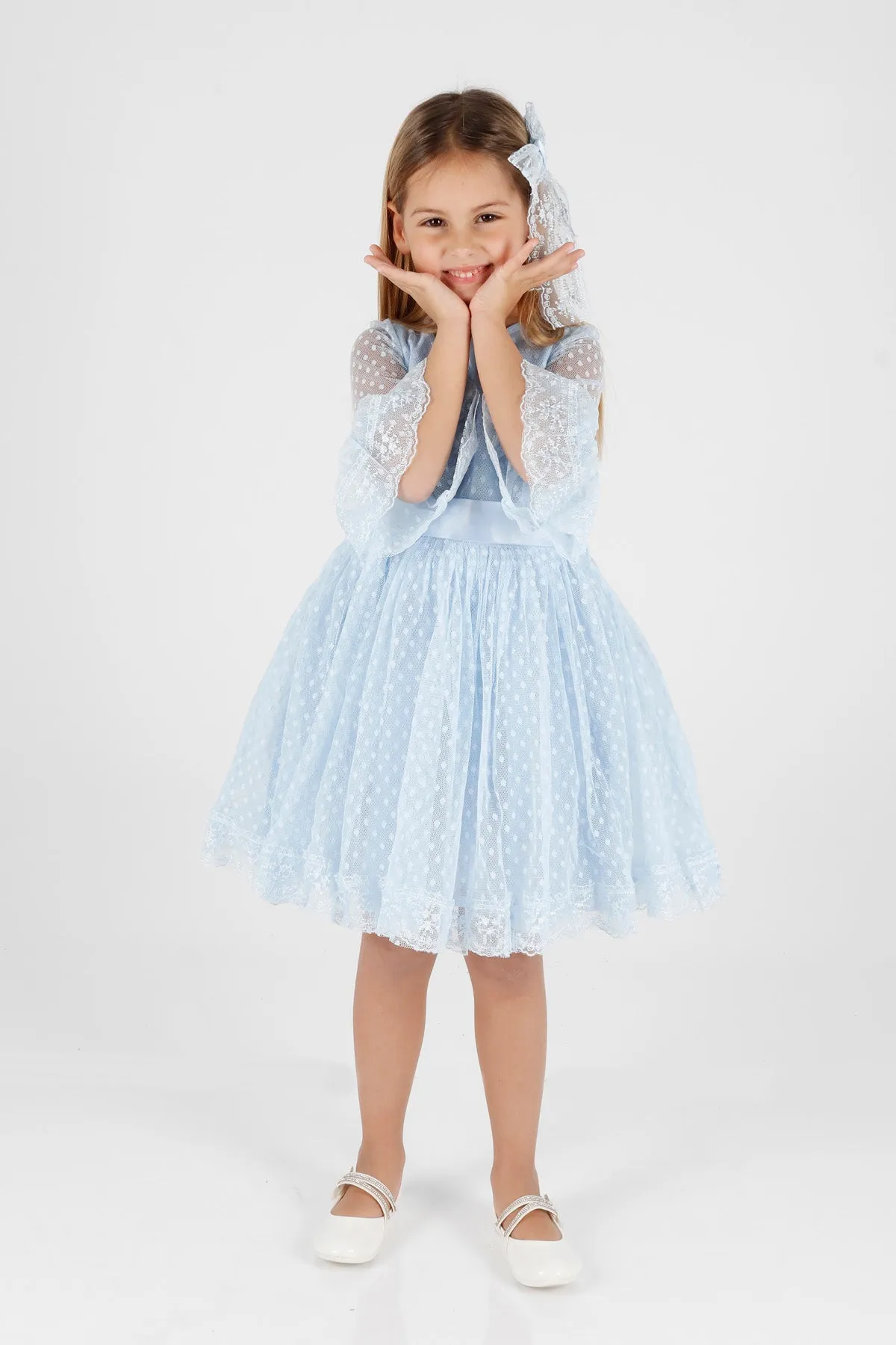Girls' Tokalı and Tulle Lace Daily Trend Dress AK2209