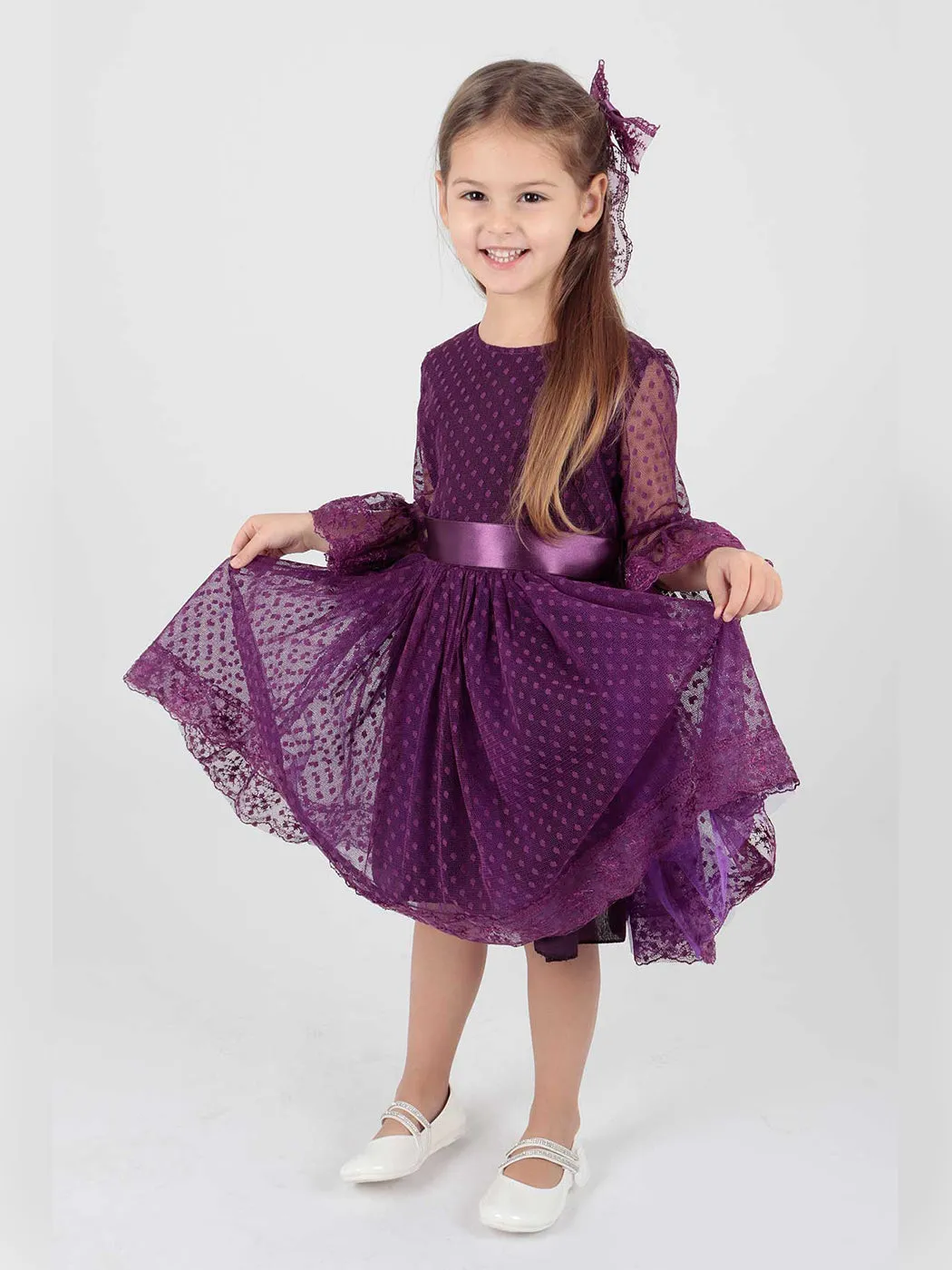 Girls' Tokalı and Tulle Lace Daily Trend Dress AK2209