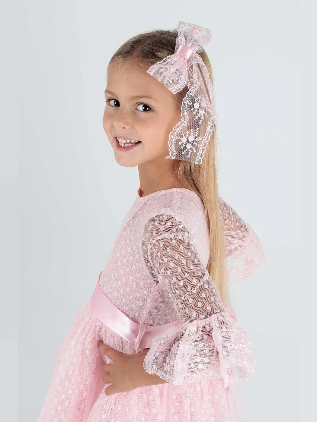 Girls' Tokalı and Tulle Lace Daily Trend Dress AK2209